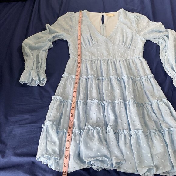 Altar’d State Eliza Dress French Blue Swiss Dot Women’s Size Medium Ruffles - Picture 15 of 15